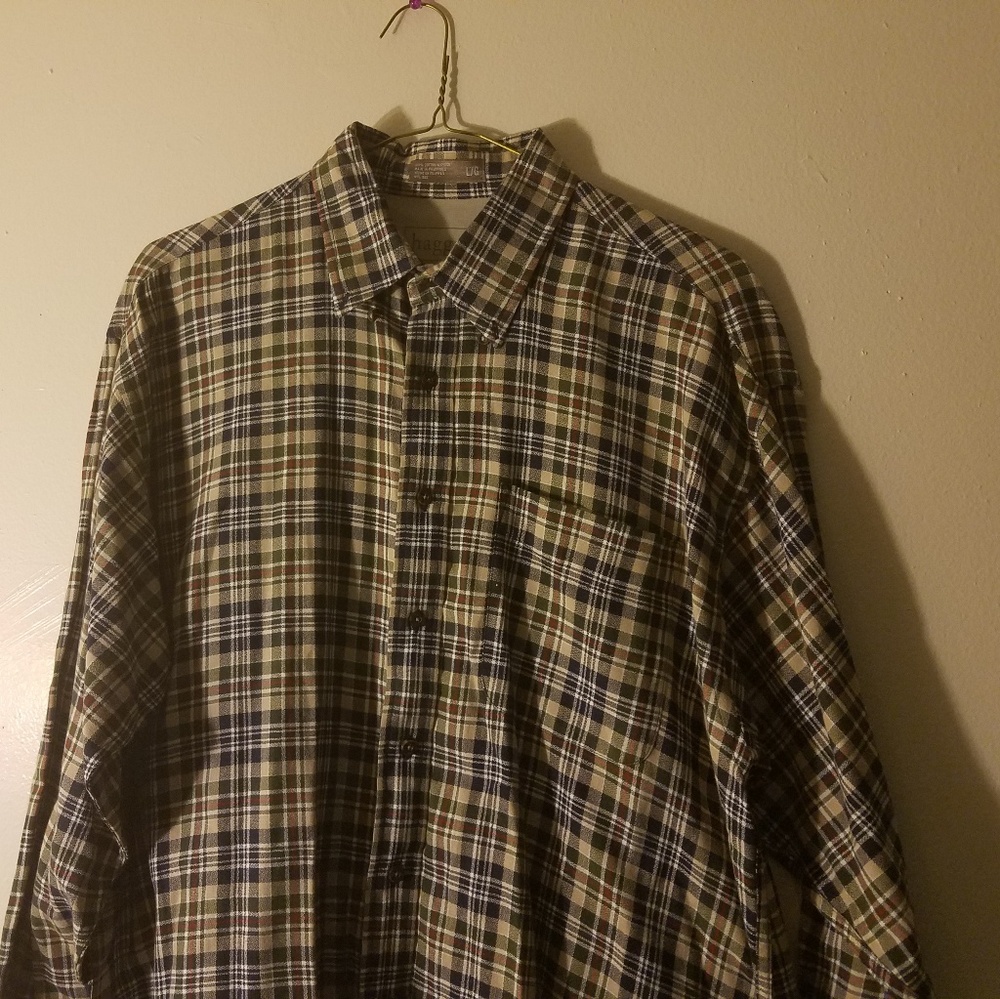 EUC Haggar Green, Tan, Red and Black Casual Shirt - Picture 3 of 5